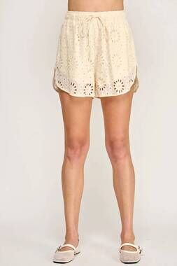 NEW ELLISON eyelet tie front shorts in cream